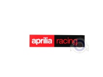 Vista delantera del adhesivo Aprilia Racing en stock