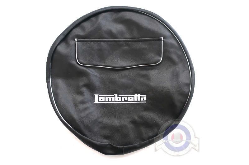 Funda rueda repuesto Vespa-Lambretta negro con bolsillo 10